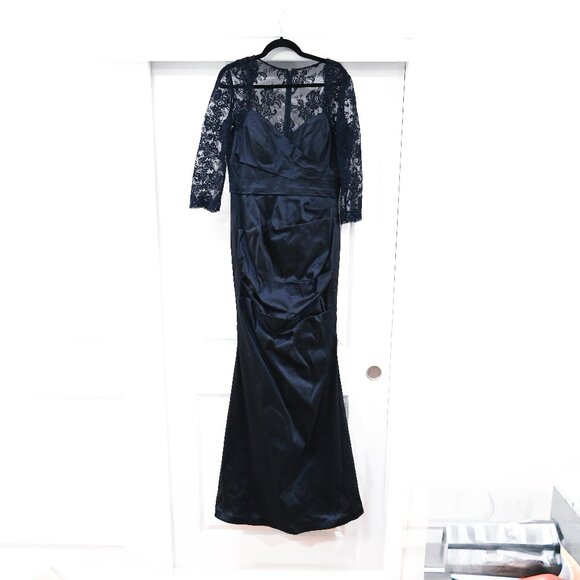 Rickie Freeman For Teri Jon Size 12 Lace Sleeve with Mermaid Style Bottom Gown - Picture 1 of 11
